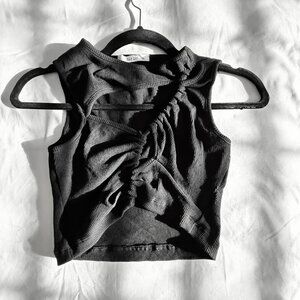 RUCHED CUT OUT POLYAMIDE TOP